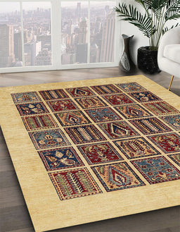 Abstract Chrome Gold Yellow Modern Rug in Family Room, abs606