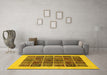 Machine Washable Abstract Yellow Modern Rug in a Living Room, wshabs606yw