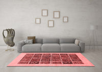 Machine Washable Abstract Red Modern Rug, wshabs606red