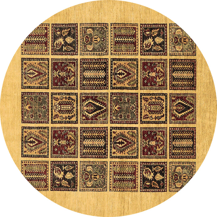 Round Abstract Brown Modern Rug, abs606brn