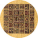 Round Abstract Brown Modern Rug, abs606brn