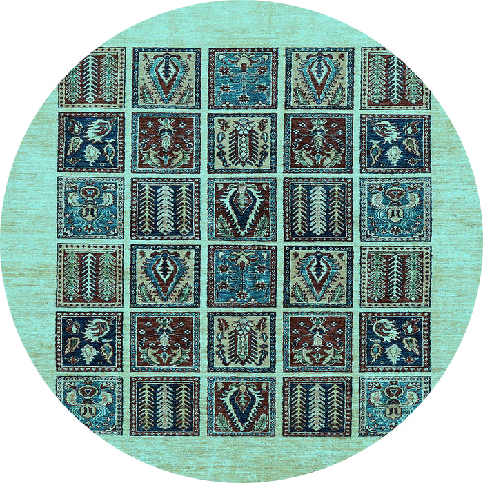 Round Abstract Light Blue Modern Rug, abs606lblu