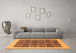 Machine Washable Abstract Orange Modern Area Rugs in a Living Room, wshabs606org