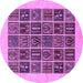 Round Machine Washable Abstract Purple Modern Area Rugs, wshabs606pur