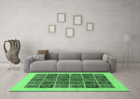 Machine Washable Abstract Emerald Green Modern Rug, wshabs606emgrn