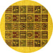 Round Machine Washable Abstract Yellow Modern Rug, wshabs606yw