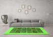 Machine Washable Abstract Green Modern Area Rugs in a Living Room,, wshabs606grn