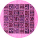 Round Machine Washable Abstract Pink Modern Rug, wshabs606pnk