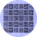 Round Abstract Blue Modern Rug, abs606blu