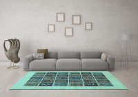 Machine Washable Abstract Light Blue Modern Rug, wshabs606lblu