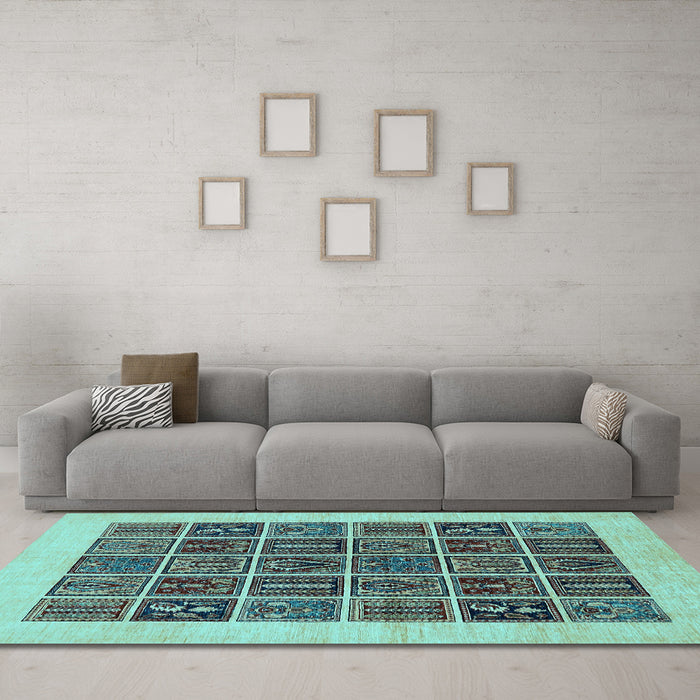 Machine Washable Abstract Light Blue Modern Rug in a Living Room, wshabs606lblu