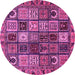 Round Machine Washable Abstract Pink Modern Rug, wshabs607pnk