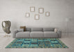 Machine Washable Abstract Light Blue Modern Rug in a Living Room, wshabs607lblu