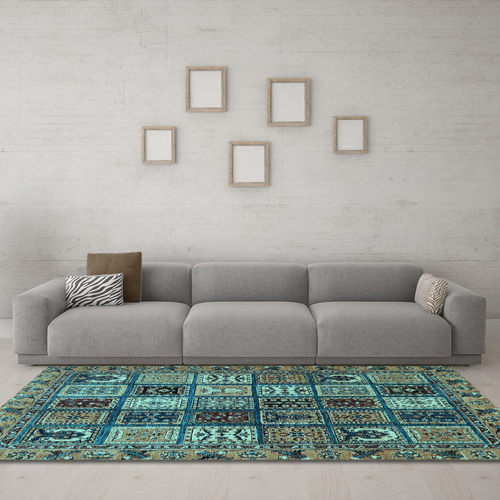 Machine Washable Abstract Light Blue Modern Rug in a Living Room, wshabs607lblu