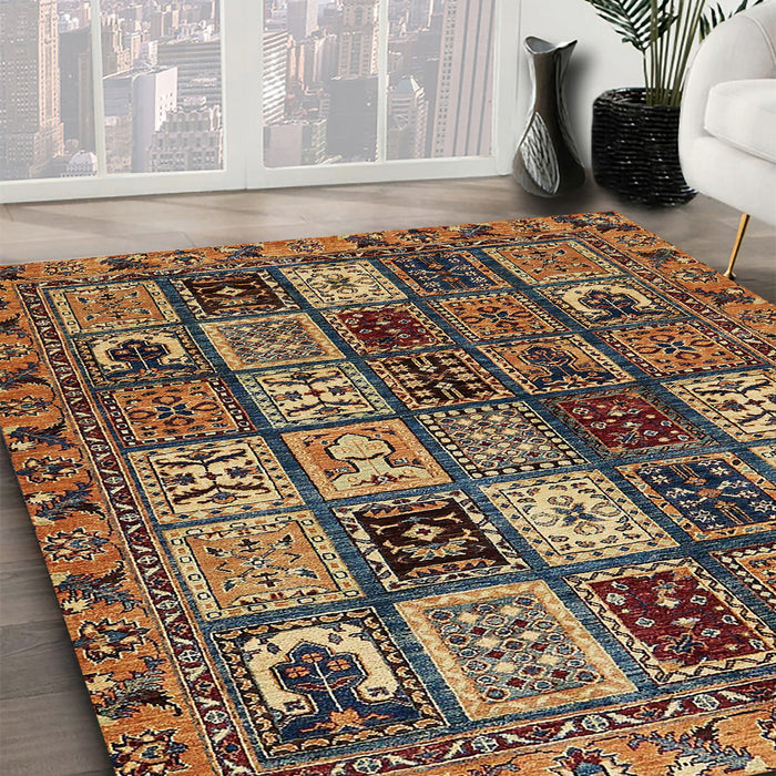 Machine Washable Abstract Bakers Brown Rug in a Family Room, wshabs607