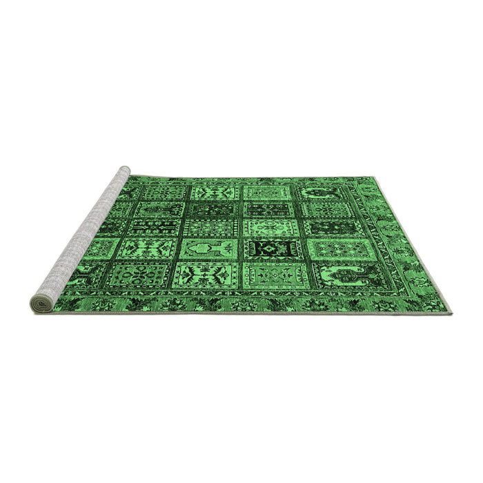 Sideview of Machine Washable Abstract Emerald Green Modern Area Rugs, wshabs607emgrn