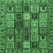 Square Abstract Emerald Green Modern Rug, abs607emgrn