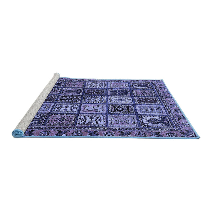 Sideview of Machine Washable Abstract Blue Modern Rug, wshabs607blu