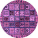 Round Machine Washable Abstract Purple Modern Area Rugs, wshabs607pur