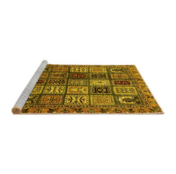 Sideview of Machine Washable Abstract Yellow Modern Rug, wshabs607yw