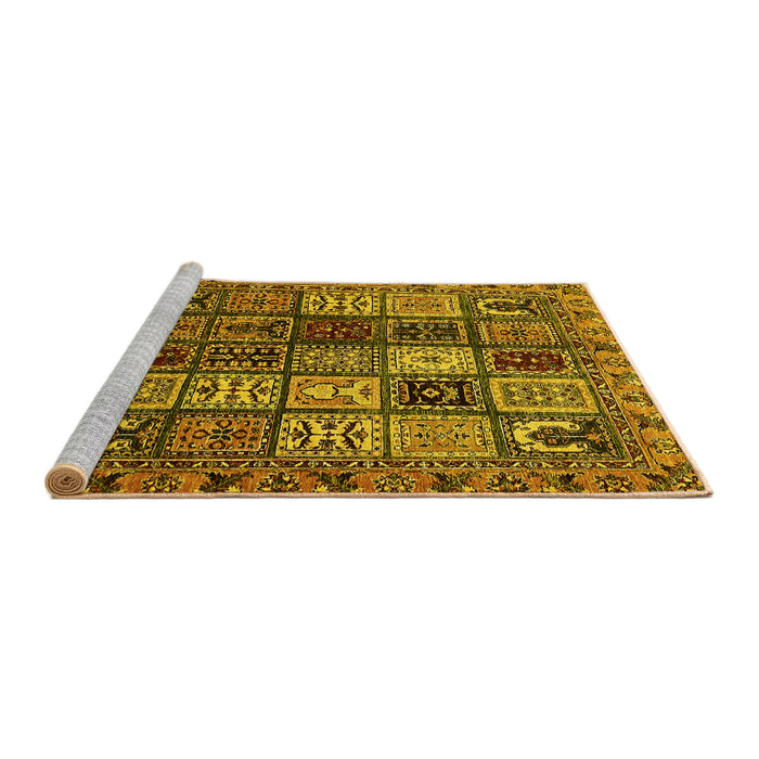 Sideview of Machine Washable Abstract Yellow Modern Rug, wshabs607yw