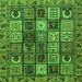 Square Machine Washable Abstract Green Modern Area Rugs, wshabs607grn