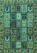 Machine Washable Abstract Turquoise Modern Area Rugs, wshabs607turq