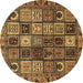 Round Machine Washable Abstract Brown Modern Rug, wshabs607brn