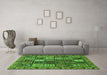 Machine Washable Abstract Green Modern Area Rugs in a Living Room,, wshabs607grn