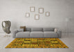 Machine Washable Abstract Yellow Modern Rug in a Living Room, wshabs607yw