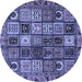 Round Abstract Blue Modern Rug, abs607blu