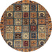 Round Abstract Bakers Brown Modern Rug, abs607