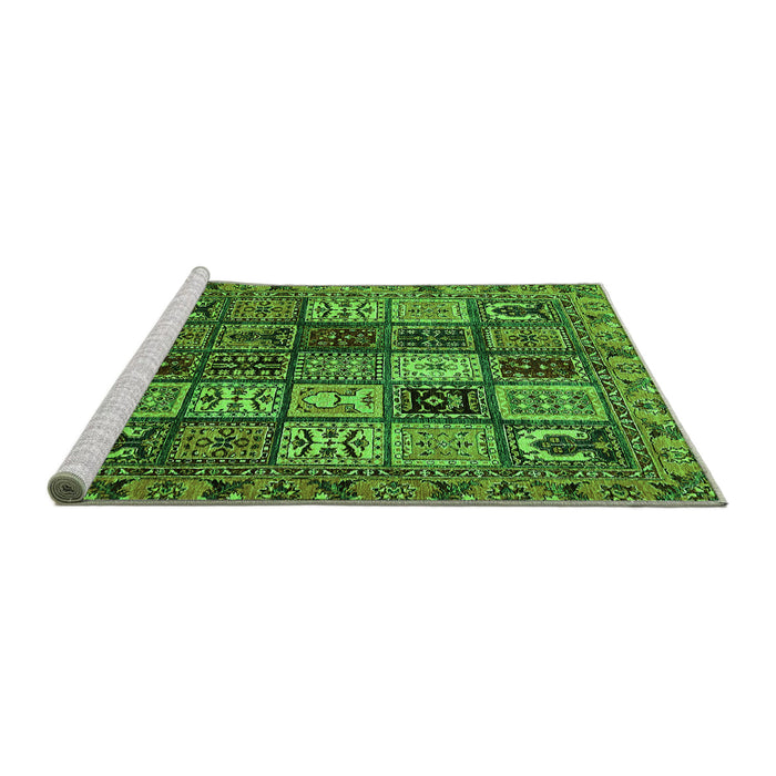 Sideview of Machine Washable Abstract Green Modern Area Rugs, wshabs607grn