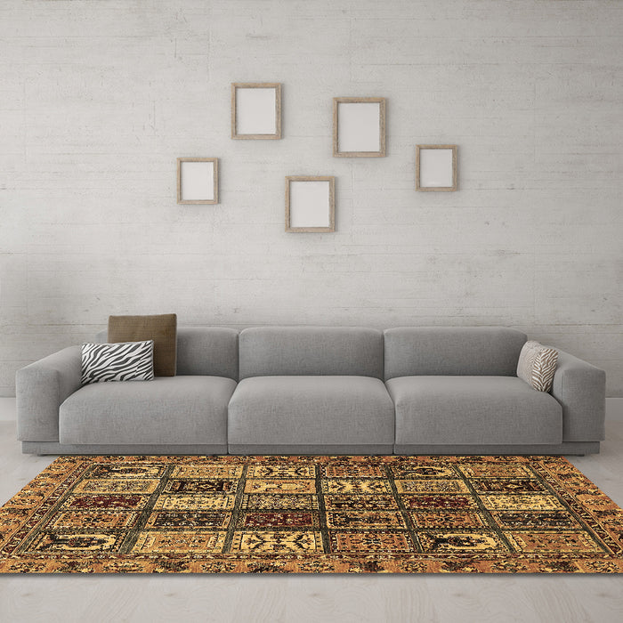 Machine Washable Abstract Brown Modern Rug in a Living Room,, wshabs607brn