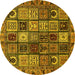 Round Machine Washable Abstract Yellow Modern Rug, wshabs607yw