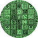 Round Abstract Emerald Green Modern Rug, abs607emgrn