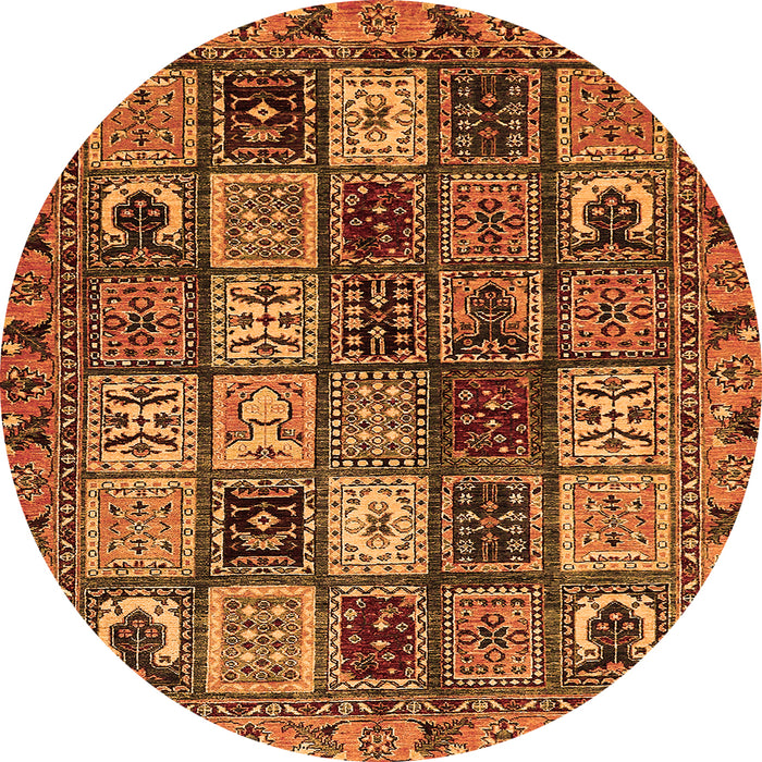 Round Machine Washable Abstract Orange Modern Area Rugs, wshabs607org