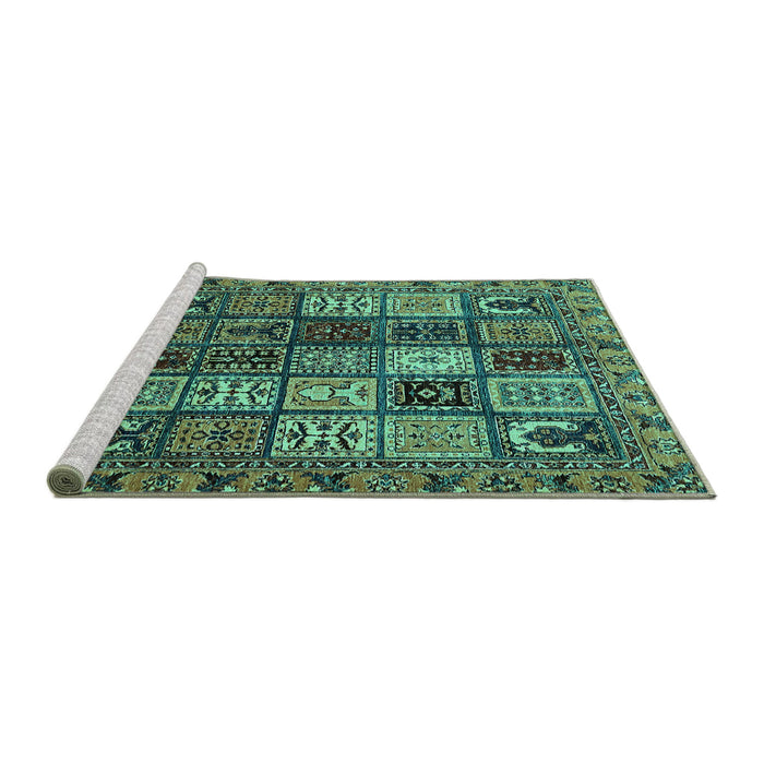 Sideview of Machine Washable Abstract Turquoise Modern Area Rugs, wshabs607turq