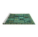 Sideview of Machine Washable Abstract Turquoise Modern Area Rugs, wshabs607turq