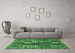 Machine Washable Abstract Emerald Green Modern Area Rugs in a Living Room,, wshabs607emgrn