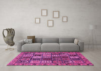 Machine Washable Abstract Pink Modern Rug, wshabs607pnk