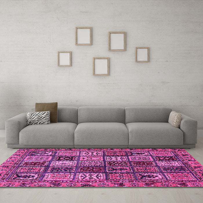 Machine Washable Abstract Pink Modern Rug in a Living Room, wshabs607pnk