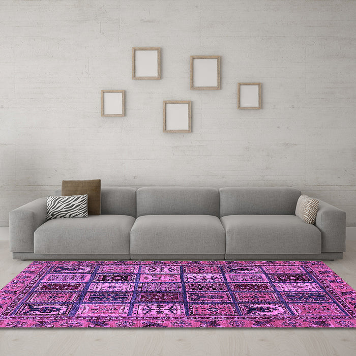 Machine Washable Abstract Purple Modern Area Rugs in a Living Room, wshabs607pur