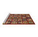 Sideview of Machine Washable Abstract Tomato Red Rug, wshabs608