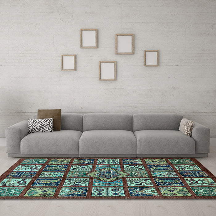 Machine Washable Abstract Light Blue Modern Rug in a Living Room, wshabs608lblu