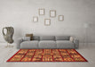 Machine Washable Abstract Orange Modern Area Rugs in a Living Room, wshabs608org