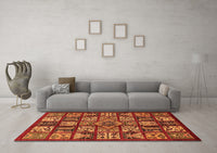 Machine Washable Abstract Orange Modern Rug, wshabs608org