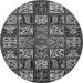 Round Machine Washable Abstract Gray Modern Rug, wshabs608gry