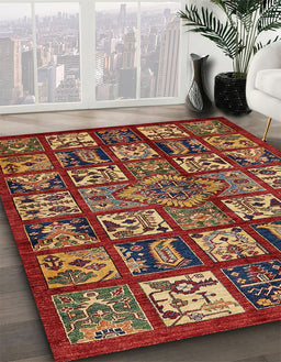 Machine Washable Abstract Tomato Red Rug in a Family Room, wshabs608