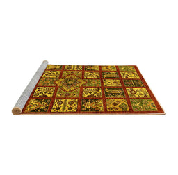 Sideview of Machine Washable Abstract Yellow Modern Rug, wshabs608yw